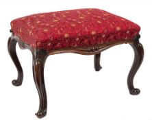 A Victorian carved mahogany rectangular stool:,