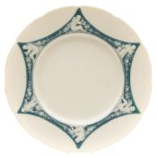 A Mintons pâte-sur-pâte porcelain plate: the rim decorated, probably by Alboin Birks,