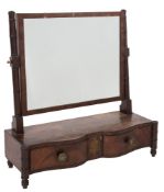 A Regency mahogany and inlaid serpentine fronted platform toilet mirror:,