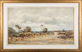 William Paton Burton [1828-1883]- Travellers crossing heathland,:- signed bottom right,