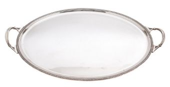 A George V silver twin handled tray, maker James Dixon & Sons, Sheffield,