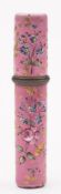A 19th century South Staffordshire enamel bodkin case: of oval cylindrical form,