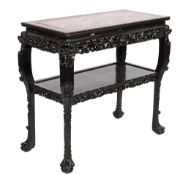 A Chinese carved hardwood rectangular side table:,