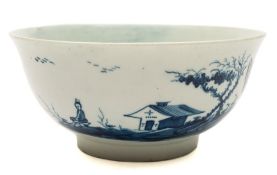 A First Period Worcester blue and white waste bowl: with flared rim,