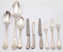 A collection of assorted plated flatwares, various patterns: crested,