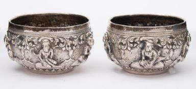 A pair of Indian silver salts: of circular outline,