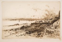 Sir David Young Cameron [1865-1945]- Sound of Kilbrannan and Entrance to Loch Fyne:- etching,