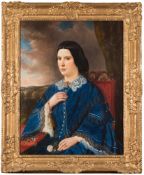 British School 19th Century- Portrait of a lady, half-length seated,