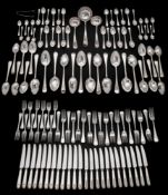 An Old English thread pattern plated flatware service: includes eighteen table forks,
