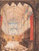 John Murray Ince [1806-1859]- King's College Chapel, Cambridge, interior,