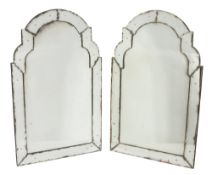 A pair of Venetian domed arch marginal wall mirrors:,