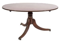 A Regency mahogany and inlaid oval breakfast table:,