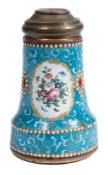A 19th century French enamel necessaire: of spy glass outline,