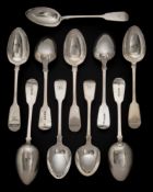A set of six Victorian silver fiddle pattern tablespoons, maker Joseph & Albert Savory, London,