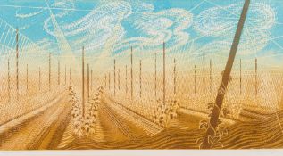 * Clifford Cyril Webb [1895-1972]- Hopfield- linocut in colours signed,