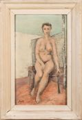 * Gustav Hellmut Sail [1908-1971]- Life class nudes,:- two, one signed oils on board each 40 x 23cm.