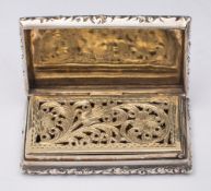 A William IV silver vinaigrette, maker John Taylor & John Perry, Birmingham, 1836: initialled,