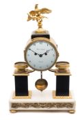 Felix Sandoz, London, a bronze and marble fusee mantel clock: the eight-day duration,