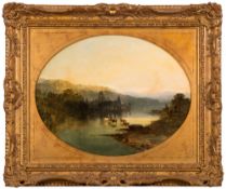 Edmund John Niemann [1813-1876]- Ruined Abbey by a river,