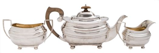A George V silver three-piece tea service, maker S Blackensee & Son Ltd, Chester,