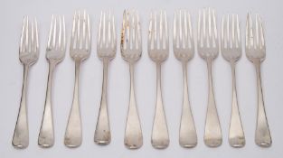 A set of five Victorian silver Old English pattern dessert forks, maker Charles Boyton II, London,