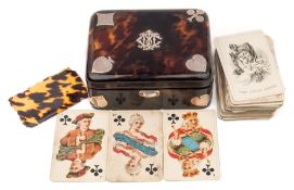 A Victorian tortoiseshell and silver gilt mounted card box, maker Atkin Brothers, London,