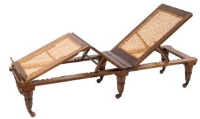 Campaign furniture - A Victorian mahogany folding day bed:,