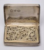 A Victorian silver vinaigrette, maker Francis Clark, Birmingham, 1840: of rectangular outline,