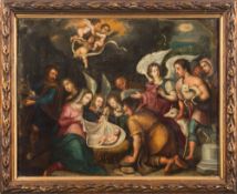 Northern European School, circa 1800- The Adoration of The Shepherds,:- oil on copper 27.5 x 35.5cm.