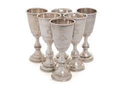 A set of six George V silver Kiddush cups, maker Rosenzweig, Taitelbaum & Co, London,
