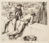* Stanley Anderson [1884-1966]- Between Tides, Dieppe,:- etching, signed in pencil image size 18.