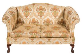 A carved and stained mahogany frame settee in the Georgian taste:,