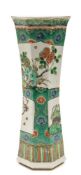 A Chinese famille verte octagonal vase: painted with panels in the form of three-fold screens