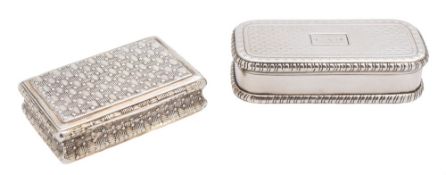 A George III silver snuff box, maker's mark worn possibly IW, Birmingham,