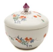 A Meissen sucrier and cover: with flower bud finial,
