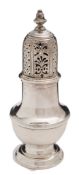 A George II silver sugar caster, maker's mark worn, London, 1753: initialled,