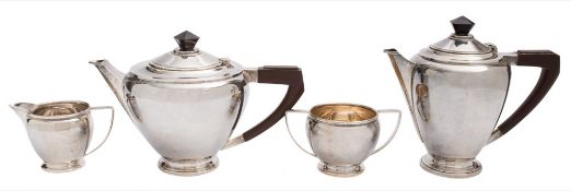 An Elizabeth II four-piece silver tea service, maker Mappin & Webb, Birmingham,