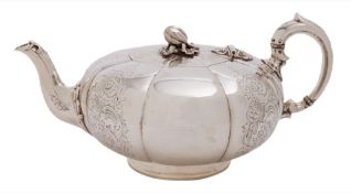 A Victorian silver teapot, maker Alfred Ivory, London,
