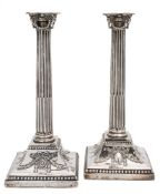 A pair of Victorian silver candlesticks, maker Rupert Favell, London,