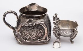 A Chinese silver cream jug, maker unknown,