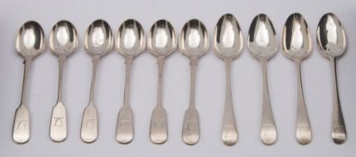 A set of six Victorian fiddle pattern egg spoons, maker George Maudsley Jackson, London,