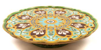 A Minton majolica lazy susan: of 'Gothic' design attributed to A.W.N.