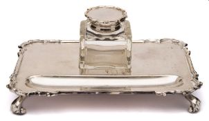 A George V silver ink stand, maker Richard Woodman Burbridge, London,