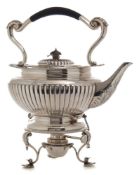 A late Victorian silver kettle, burner and stand, maker Goldsmiths & Silversmiths Co Ltd, London,