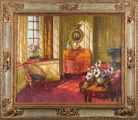 * Herbert Davis Richter [1874-1955]- Bathed in Sunlight; a drawing room interior,