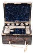 A 19th century coromandel and brass strung vanity case: of rectangular outline,