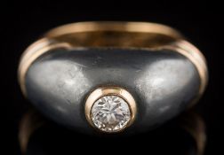 Cartier. A diamond and hematite ring: the central brilliant-cut diamond approximately 0.