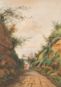 Attributed to George Buchanan Wollaston [1814-1899]- View to St Mary's Church, Ottery St Mary,