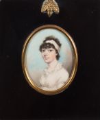 Circle of Andrew Plimer [1763-1837]- A miniature portrait of a young lady,