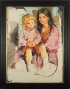 * Robert O. Lenkiewicz [1941-2002]- Monica with Reuben,:- oil on canvas 120 x 88cm.